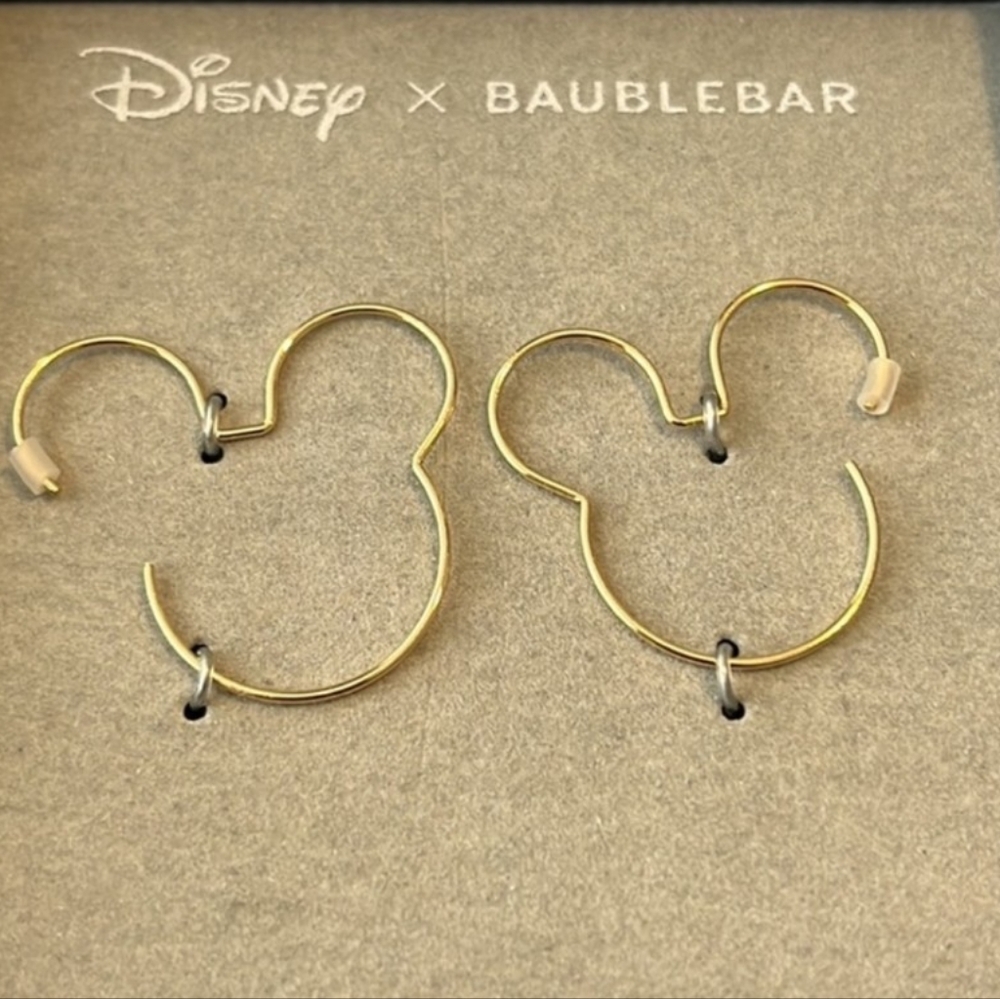 Disney x Baublebar Mickey earrings Goldtone New in Box - Picture 4 of 4